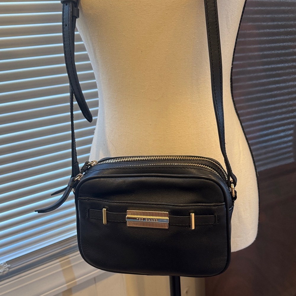 TED BAKER Black Crossbody Bag with Gold Accents